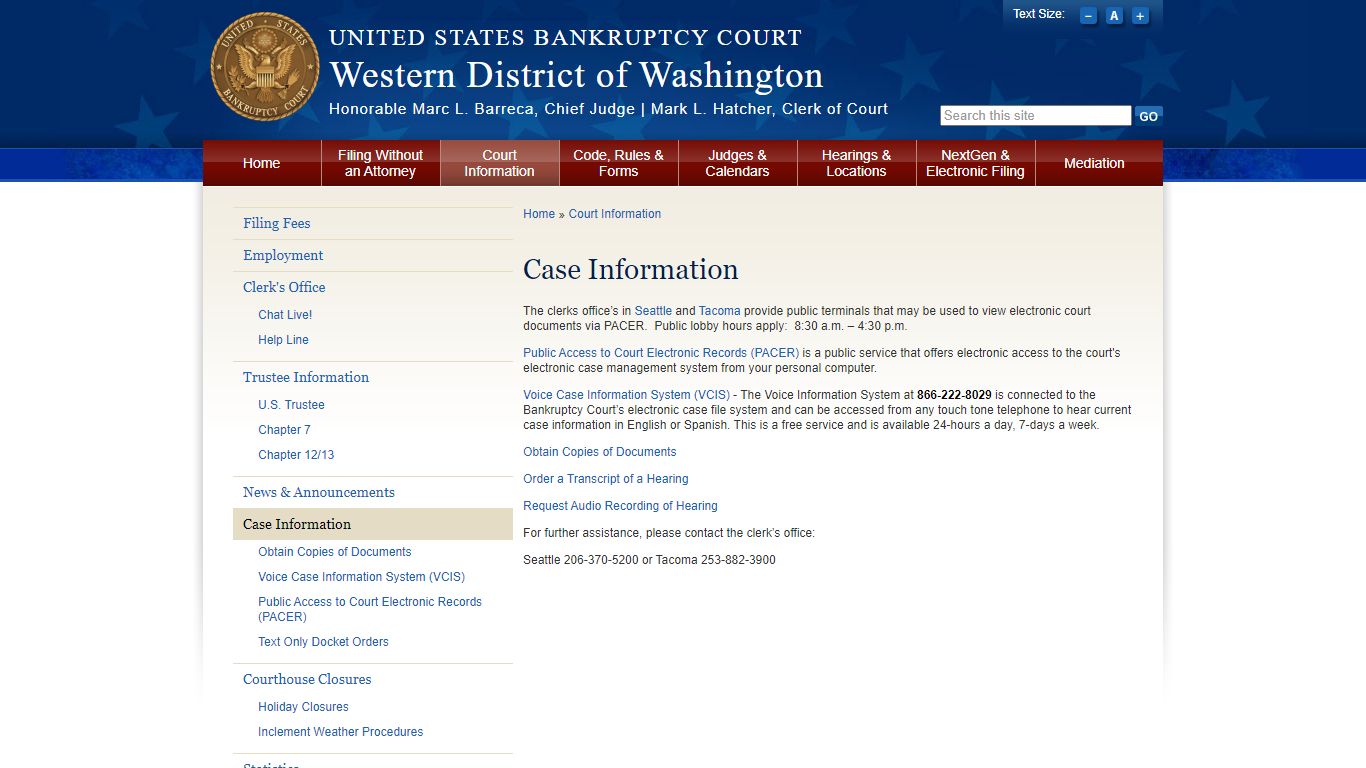 Case Information | Western District of Washington | United States ...